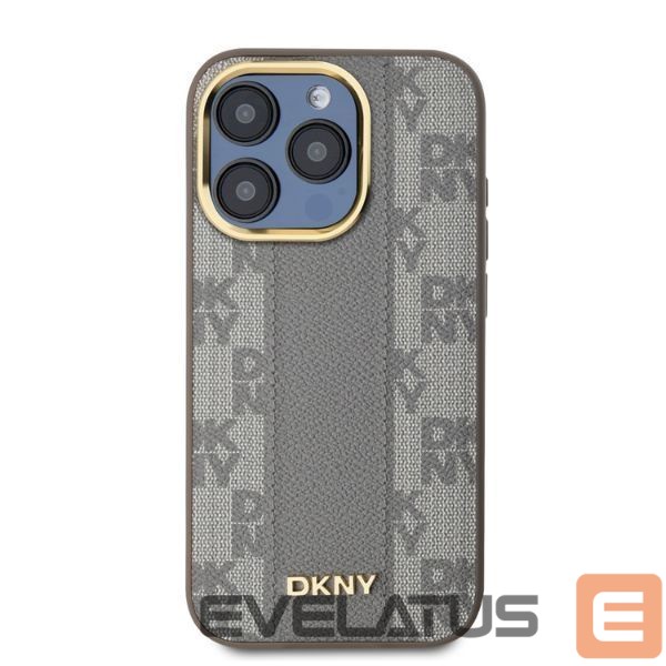 Cits mobilo telefonu aksesuārs DKNY DKNY Leather Checkered Mono Pattern MagSafe iPhone 15 Pro Case - Beige