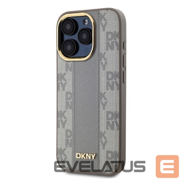 Cits mobilo telefonu aksesuārs DKNY DKNY Leather Checkered Mono Pattern MagSafe iPhone 15 Pro Case - Beige
