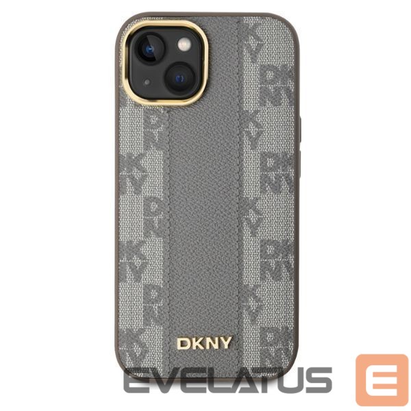 Cits mobilo telefonu aksesuārs DKNY DKNY Leather Checkered Mono Pattern MagSafe iPhone 15 Case - Beige