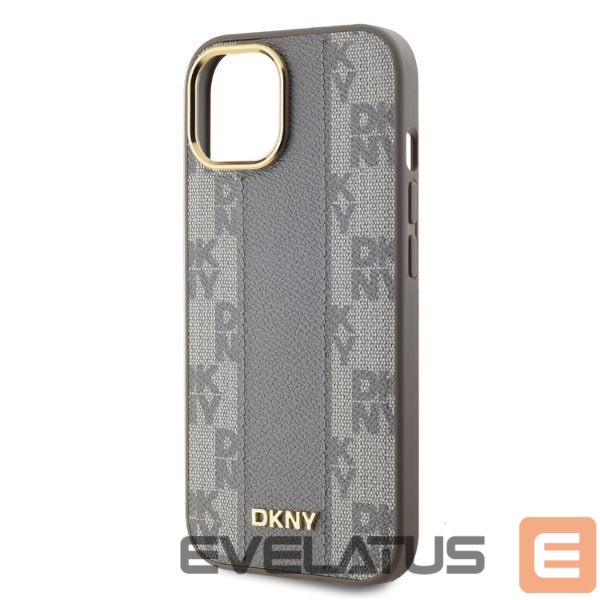 Cits mobilo telefonu aksesuārs DKNY DKNY Leather Checkered Mono Pattern MagSafe iPhone 15 Case - Beige