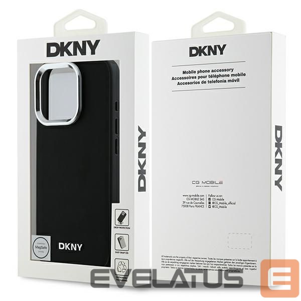 Cits mobilo telefonu aksesuārs DKNY DKNY Plain Silver Logo MagSafe iPhone 16 Pro Case - Black