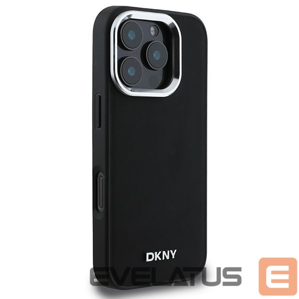 Cits mobilo telefonu aksesuārs DKNY DKNY Plain Silver Logo MagSafe iPhone 16 Pro Case - Black