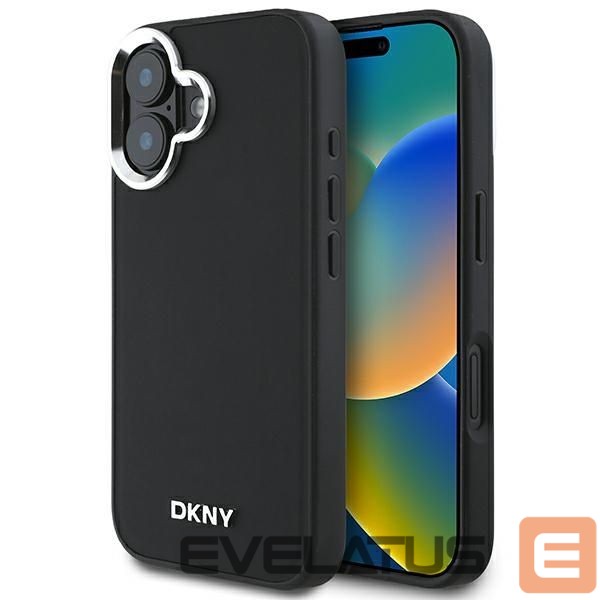 Cits mobilo telefonu aksesuārs DKNY DKNY Plain Silver Logo MagSafe iPhone 16 Case - Black