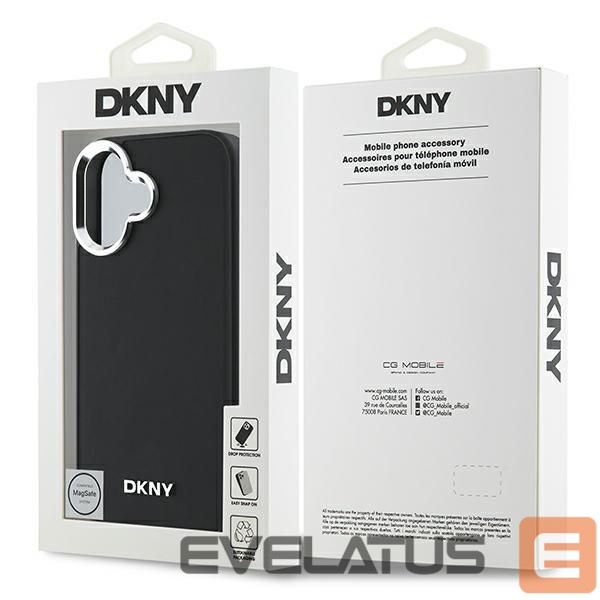 Cits mobilo telefonu aksesuārs DKNY DKNY Plain Silver Logo MagSafe iPhone 16 Case - Black