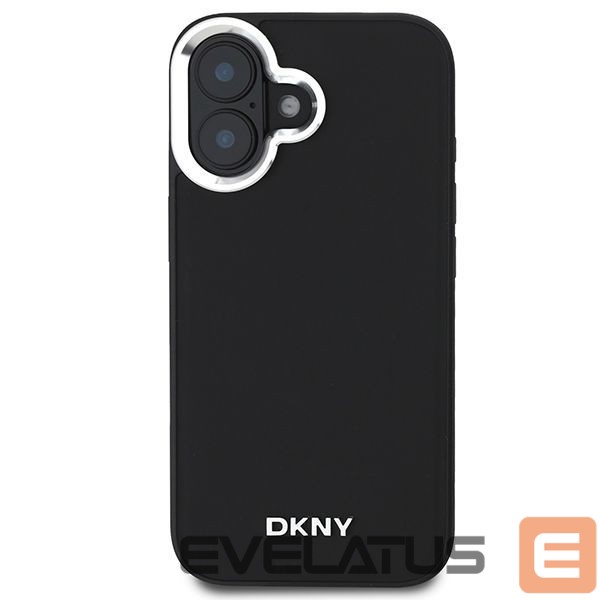 Cits mobilo telefonu aksesuārs DKNY DKNY Plain Silver Logo MagSafe iPhone 16 Case - Black