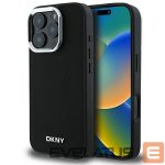 Cits mobilo telefonu aksesuārs DKNY  DKNY Plain Silver Logo MagSafe iPhone 16 Pro Max Case - Black 