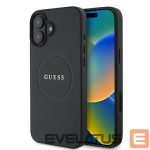 Cits mobilo telefonu aksesuārs Guess  Guess Grained Gold Ring MagSafe case for iPhone 16 - black 