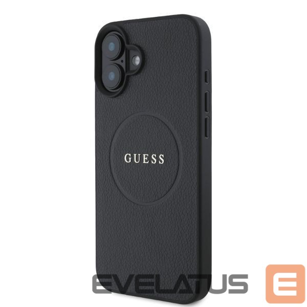 Cits mobilo telefonu aksesuārs Guess Guess Grained Gold Ring MagSafe case for iPhone 16 - black