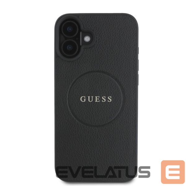 Cits mobilo telefonu aksesuārs Guess Guess Grained Gold Ring MagSafe case for iPhone 16 - black