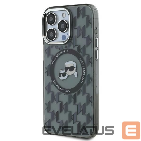 Cits mobilo telefonu aksesuārs Karl Lagerfeld Karl Lagerfeld IML Monogram Karl & Choupette Head MagSafe iPhone 15 Pro Case - Black