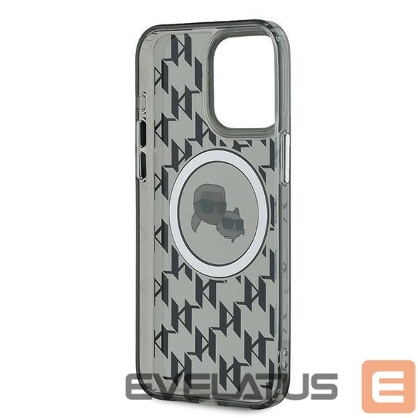 Cits mobilo telefonu aksesuārs Karl Lagerfeld Karl Lagerfeld IML Monogram Karl & Choupette Head MagSafe iPhone 15 Pro Case - Black