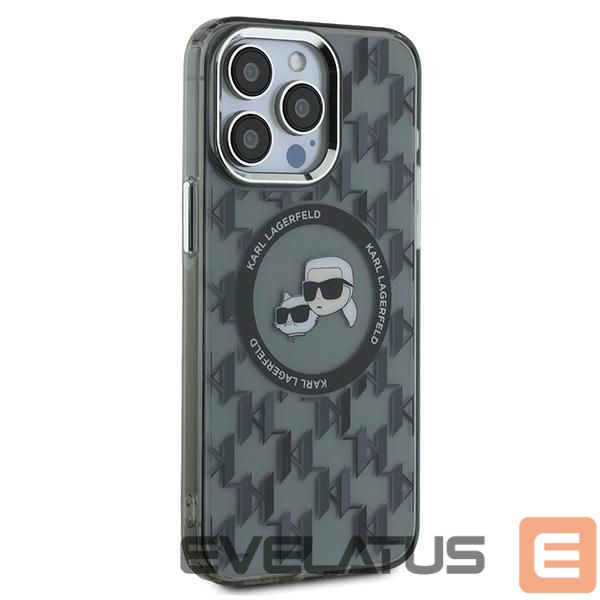 Cits mobilo telefonu aksesuārs Karl Lagerfeld Karl Lagerfeld IML Monogram Karl & Choupette Head MagSafe iPhone 15 Pro Case - Black