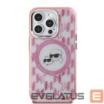 Cits mobilo telefonu aksesuārs Karl Lagerfeld  Karl Lagerfeld IML Monogram Karl & Choupette Head MagSafe iPhone 15 Case - Pink 
