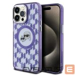 Cits mobilo telefonu aksesuārs Karl Lagerfeld  Karl Lagerfeld IML Monogram Karl & Choupette Head MagSafe Case for iPhone 15 Pro Max - Purple 