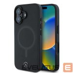 Aizmugurējais vāciņš Mercedes-Benz  Mercedes Smooth Leather MagSafe iPhone 16 Plus Case - Black 