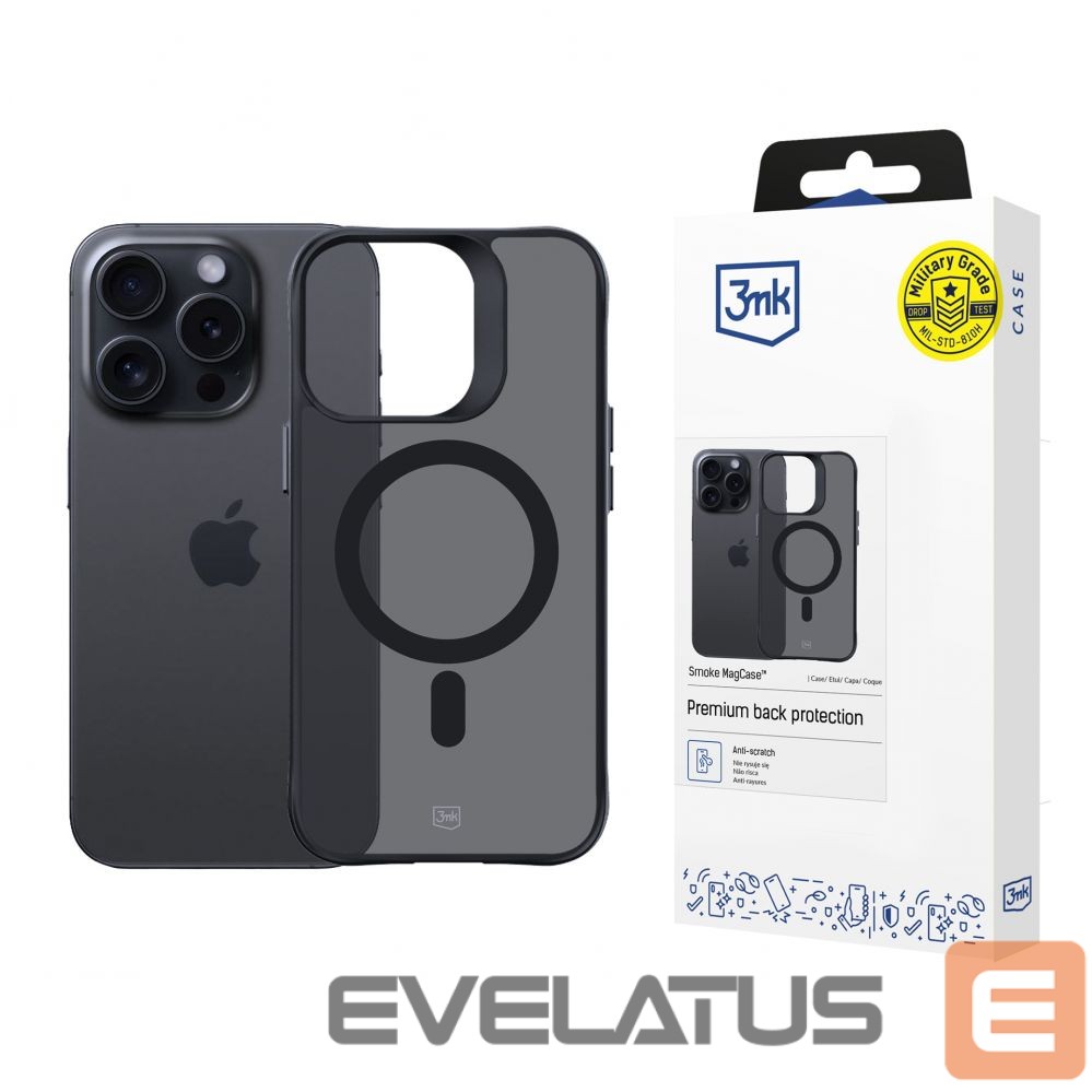 Cits mobilo telefonu aksesuārs 3MK 3mk Smoke MagCase with MagSafe for iPhone 15 Pro Max - Semi-Transparent