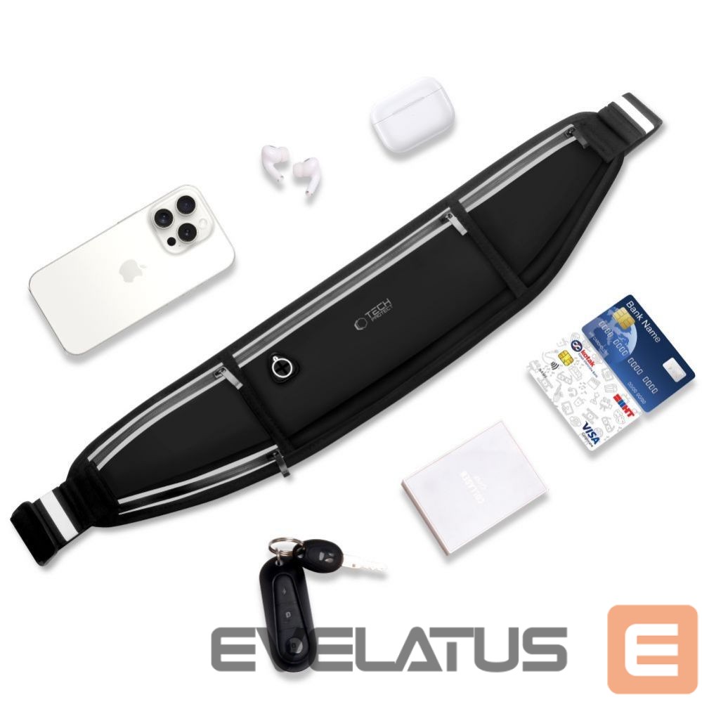 Cits mobilo telefonu aksesuārs Tech-Protect Tech-Protect M3 Universal Sport Waist Bag - Black