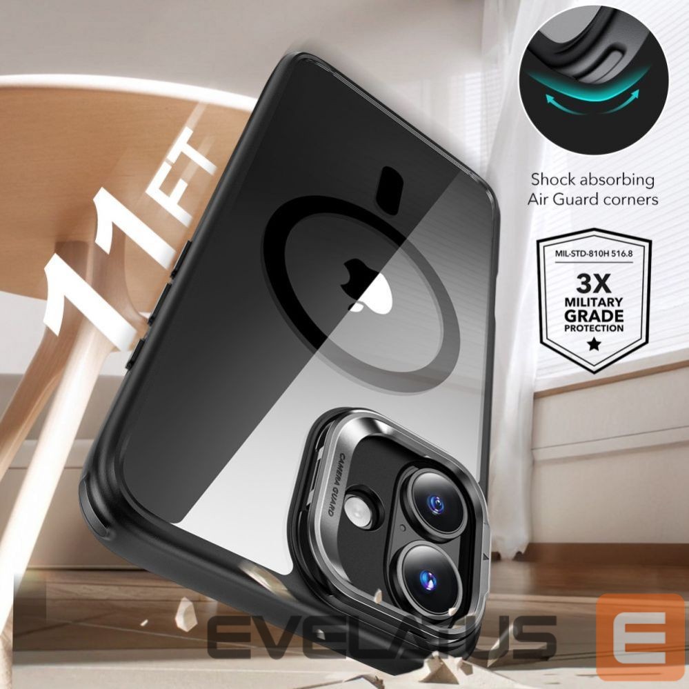 Cits mobilo telefonu aksesuārs ESR ESR Classic Hybrid Kickstand Halolock MagSafe Case Set + Tempered Glass for iPhone 16 - Black
