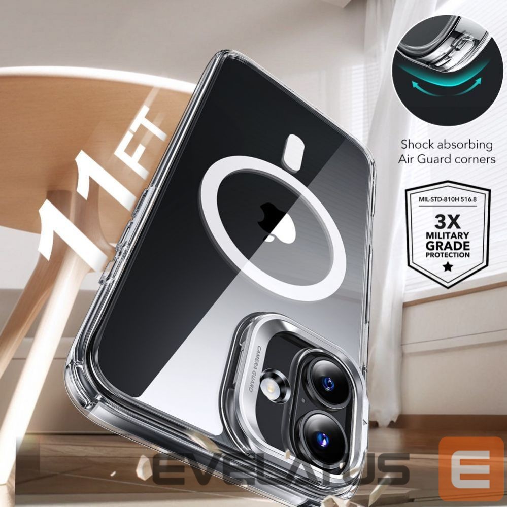 Cits mobilo telefonu aksesuārs ESR ESR Classic Hybrid Kickstand Halolock MagSafe Case Set + Tempered Glass for iPhone 16 PLUS - Clear