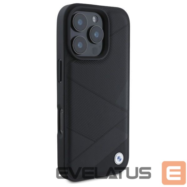 Cits mobilo telefonu aksesuārs BMW BMW Sign Leather Crossing Lines Pattern iPhone 16 Pro Max Case - Black
