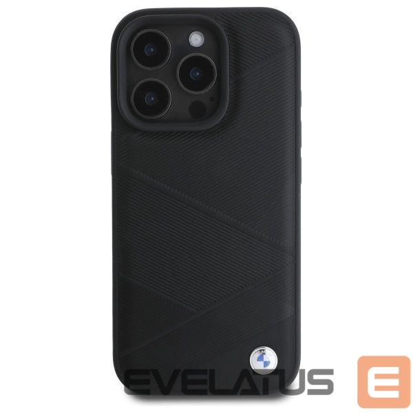 Cits mobilo telefonu aksesuārs BMW BMW Sign Leather Crossing Lines Pattern iPhone 16 Pro Max Case - Black