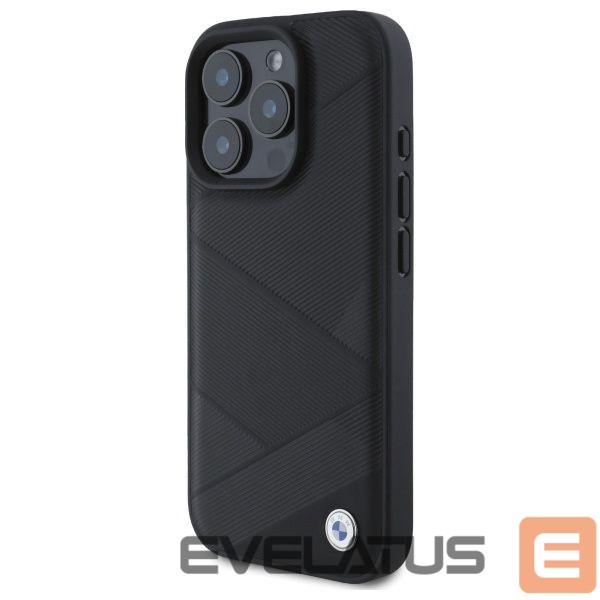 Cits mobilo telefonu aksesuārs BMW BMW Sign Leather Crossing Lines Pattern iPhone 16 Pro Max Case - Black