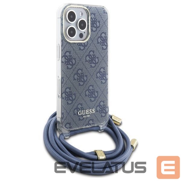 Cits mobilo telefonu aksesuārs Guess Guess Crossbody Cord 4G Print Case for iPhone 16 Pro Max - Blue