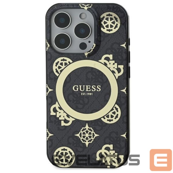 Cits mobilo telefonu aksesuārs Guess Guess IML Peony On 4G Background MagSafe case for iPhone 16 Pro - black