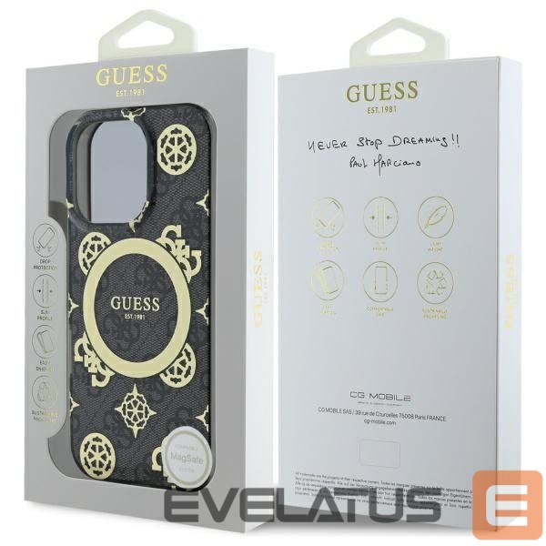 Cits mobilo telefonu aksesuārs Guess Guess IML Peony On 4G Background MagSafe case for iPhone 16 Pro - black
