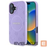 Cits mobilo telefonu aksesuārs Guess  Guess Saffiano Peony Classic Logo MagSafena iPhone 16 Plus Case - Purple 