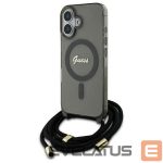 Cits mobilo telefonu aksesuārs Guess  Guess Crossbody Cord Script MagSafe iPhone 16 Case - Black 