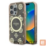 Cits mobilo telefonu aksesuārs Guess  Guess IML Peony On 4G Background MagSafe Case for iPhone 16 Pro Max - Brown 