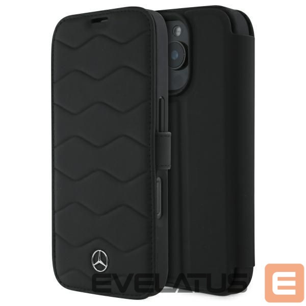 Cits mobilo telefonu aksesuārs Mercedes-Benz Mercedes MB Waves Leather Case for iPhone 16 Pro Max - Black