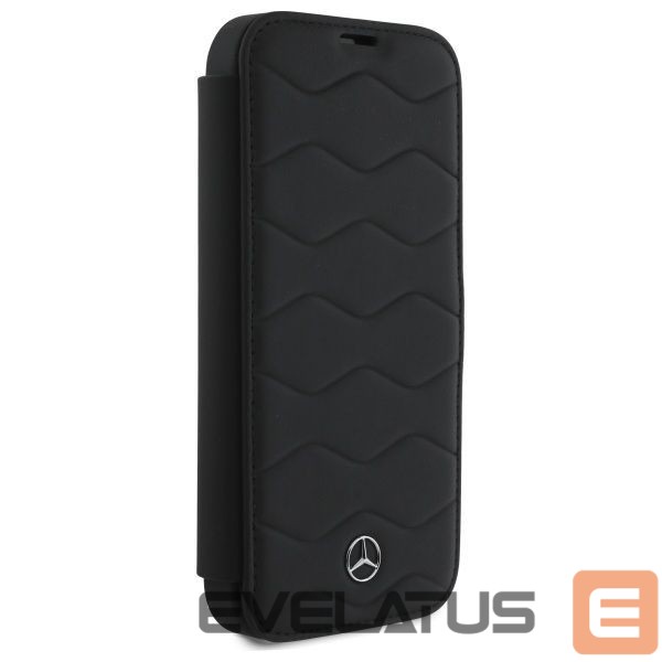 Cits mobilo telefonu aksesuārs Mercedes-Benz Mercedes MB Waves Leather Case for iPhone 16 Pro Max - Black