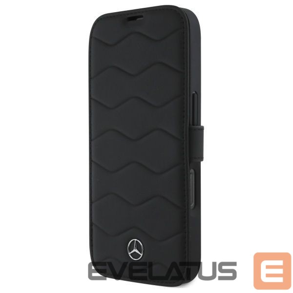 Cits mobilo telefonu aksesuārs Mercedes-Benz Mercedes MB Waves Leather Case for iPhone 16 Pro Max - Black