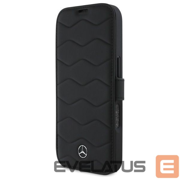 Cits mobilo telefonu aksesuārs Mercedes-Benz Mercedes MB Waves Leather Case for iPhone 16 Pro Max - Black