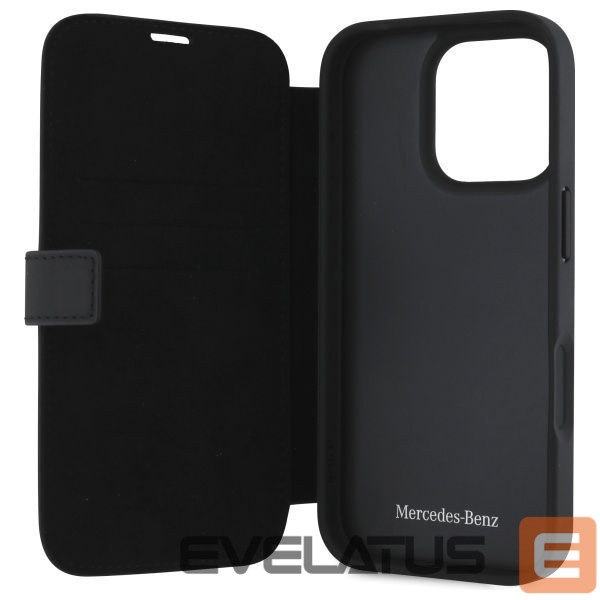 Cits mobilo telefonu aksesuārs Mercedes-Benz Mercedes MB Waves Leather Case for iPhone 16 Pro Max - Black