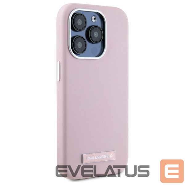 Cits mobilo telefonu aksesuārs Karl Lagerfeld Karl Lagerfeld FW Metal Plate MagSafe iPhone 15 Pro Case - Pink
