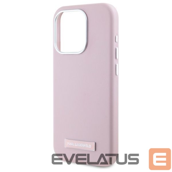 Cits mobilo telefonu aksesuārs Karl Lagerfeld Karl Lagerfeld FW Metal Plate MagSafe iPhone 15 Pro Case - Pink