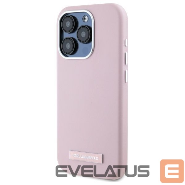 Cits mobilo telefonu aksesuārs Karl Lagerfeld Karl Lagerfeld FW Metal Plate MagSafe iPhone 15 Pro Case - Pink