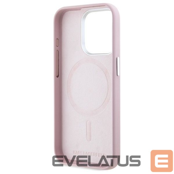 Cits mobilo telefonu aksesuārs Karl Lagerfeld Karl Lagerfeld FW Metal Plate MagSafe iPhone 15 Pro Case - Pink