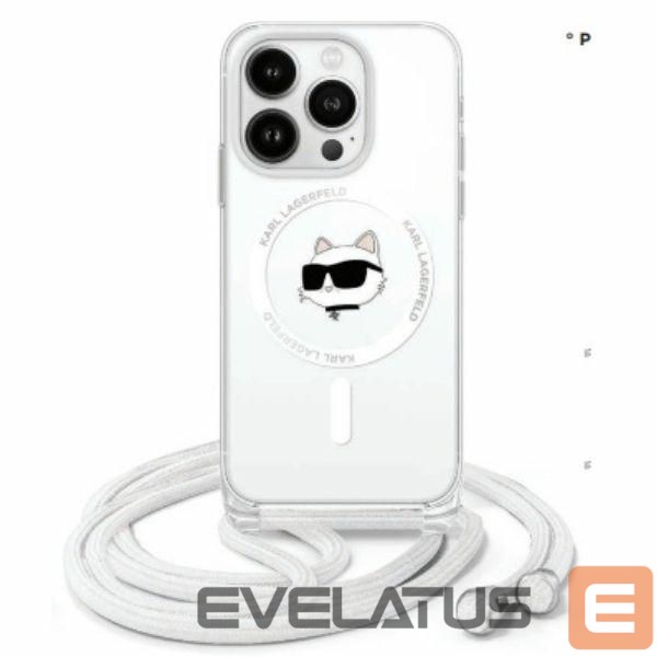 Cits mobilo telefonu aksesuārs Karl Lagerfeld Karl Lagerfeld IML Choupette Head & Cord Magsafe iPhone 16 Pro Case - Clear