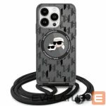 Cits mobilo telefonu aksesuārs Karl Lagerfeld  Karl Lagerfeld IML Crossbody Monogram Karl & Choupette Head MagSafe Case for iPhone 16 Pro - Black 