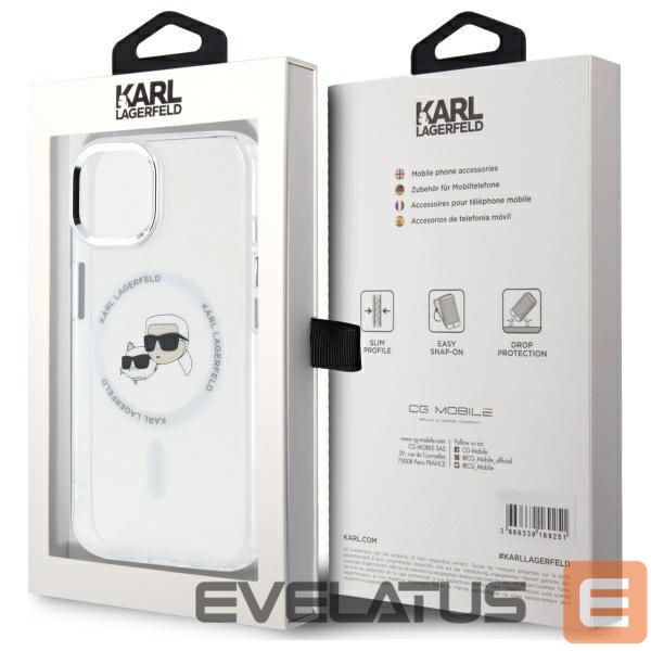 Cits mobilo telefonu aksesuārs Karl Lagerfeld Karl Lagerfeld KLHMP14SHLSKCH iPhone 14 6.1" white/white hardcase IML Metal Karl&Choupette Head MagSafe