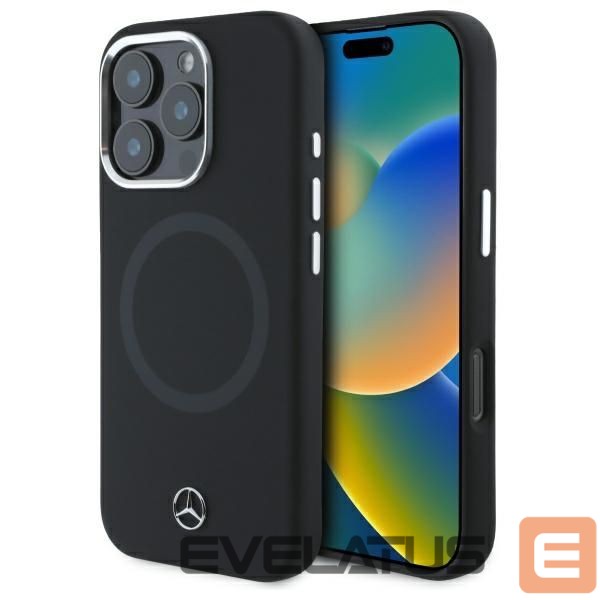 Cits mobilo telefonu aksesuārs Mercedes-Benz Mercedes Silicone Tonal Logo MagSafe iPhone 16 Pro Case - Black
