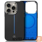 Cits mobilo telefonu aksesuārs Mercedes-Benz  Mercedes Silicone Blue Stripe MagSafe iPhone 16 Case - Black 