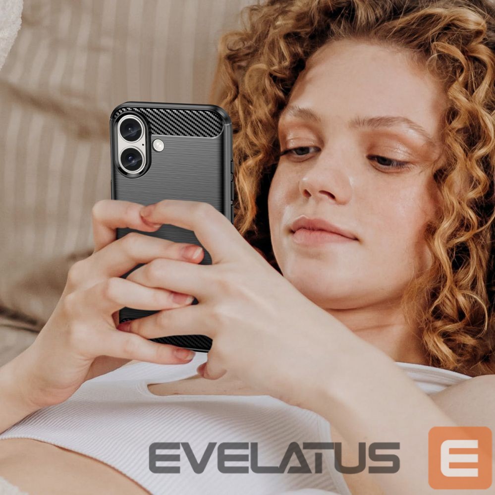 Aizmugurējais vāciņš Hurtel Carbon Case for iPhone 16 Plus Silicone Case - Black