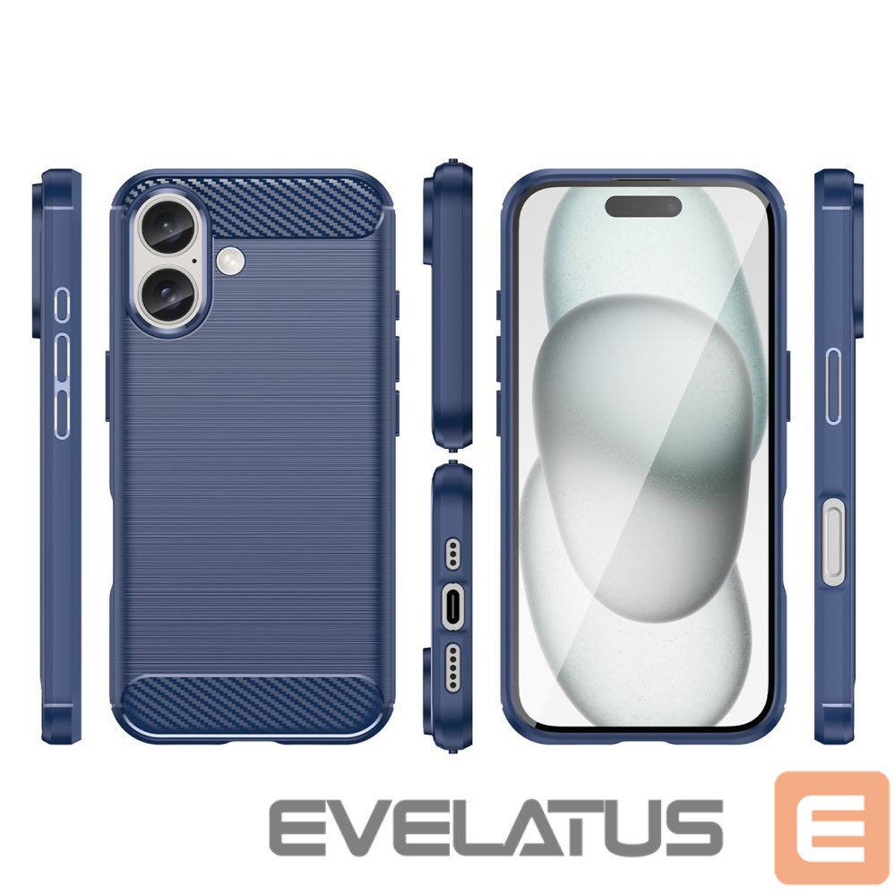 Aizmugurējais vāciņš Hurtel Carbon Case for iPhone 16 Silicone Case - Blue