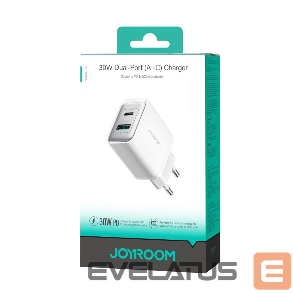 Adapteris Joyroom Joyroom JR-TCF15 network charger USB-C / USB-A 30W - white