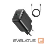 Adapteris Joyroom  Joyroom JR-TCF23 network charger USB-C 25W SFC / PPS / PD - black + USB-C / USB-C cable 1m 